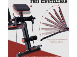 HOMCOM Fitnessgeräte|Multifunktion Hantelbank mit Feder Booster bis 120kg Schwarz 54 x 160 x 106cm