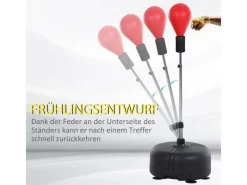 HOMCOM Fitnessgeräte|Punchingball-Set Stahl Kunstleder Rot Ø48 x H136-154 cm