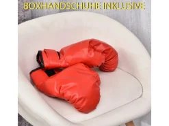 HOMCOM Fitnessgeräte|Punchingball-Set Stahl Kunstleder Rot Ø48 x H136-154 cm