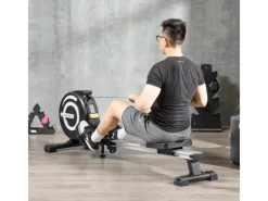 HOMCOM Fitnessgeräte|Rudergerät Stahl Aluminum Schwarz+Silber 185L x 58B x 57H cm