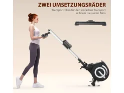 HOMCOM Fitnessgeräte|Rudergerät Stahl Aluminum Schwarz+Silber 185L x 58B x 57H cm