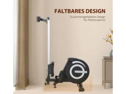 HOMCOM Fitnessgeräte|Rudergerät Stahl Aluminum Schwarz+Silber 185L x 58B x 57H cm