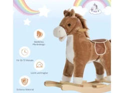 HOMCOM Outdoor-Spielzeug|Schaukelpferd mit Tiergeräusche Haltegriffe Plüsch