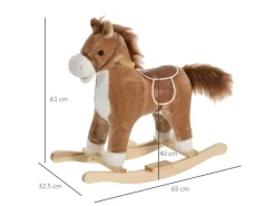 HOMCOM Outdoor-Spielzeug|Schaukelpferd mit Tiergeräusche Haltegriffe Plüsch