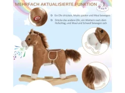 HOMCOM Outdoor-Spielzeug|Schaukelpferd mit Tiergeräusche Haltegriffe Plüsch