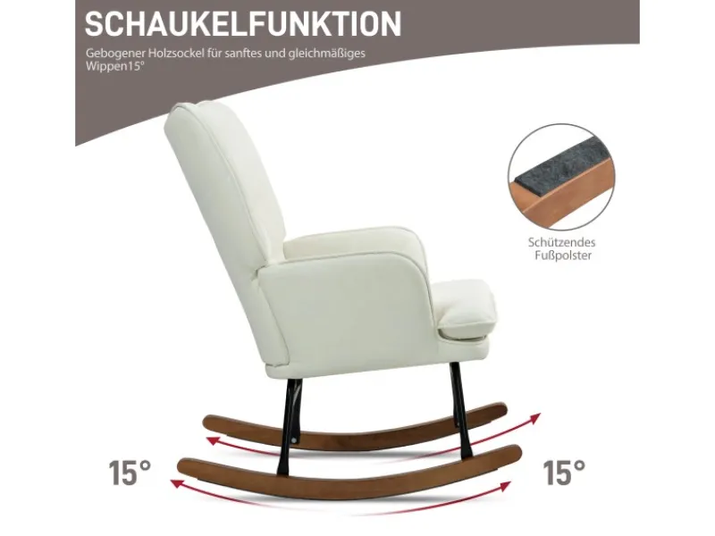 HOMCOM Balkonmöbel|Schaukelstuhl mit Hocker Leinenoptik