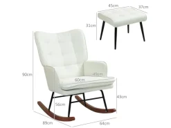 HOMCOM Balkonmöbel|Schaukelstuhl mit Hocker Leinenoptik