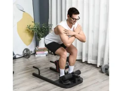 HOMCOM Fitnessgeräte|Sissy Squat Kniebeugentrainer Verstellbar Stahl Schwarz 50 x 97 x 44,5-56,5cm