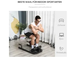 HOMCOM Fitnessgeräte|Sissy Squat Kniebeugentrainer Verstellbar Stahl Schwarz 50 x 97 x 44,5-56,5cm