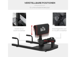 HOMCOM Fitnessgeräte|Sissy Squat Kniebeugentrainer Verstellbar Stahl Schwarz 50 x 97 x 44,5-56,5cm