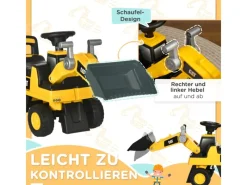 HOMCOM Outdoor-Spielzeug|Quads|Sitzbagger mit Schaufel zum Draufsitzen mit Hupe 78 x 29,5 x 54 cm