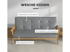 HOMCOM Sitzkissen|3-Sitzer Sofa Couch für Wohnzimmer Schlafzimmer Dunkelgrau