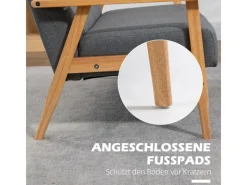 HOMCOM Sitzkissen|3-Sitzer Sofa Couch für Wohnzimmer Schlafzimmer Dunkelgrau