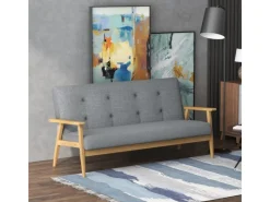 HOMCOM Sitzkissen|3-Sitzer Sofa Couch für Wohnzimmer Schlafzimmer Dunkelgrau
