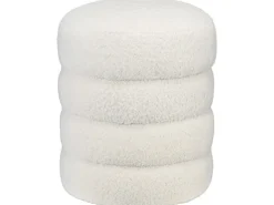 Sitzhocker Runder Fußstütze mit Sitzkissen Cremeweiß Ø40 x 45 cm*HOMCOM Outlet