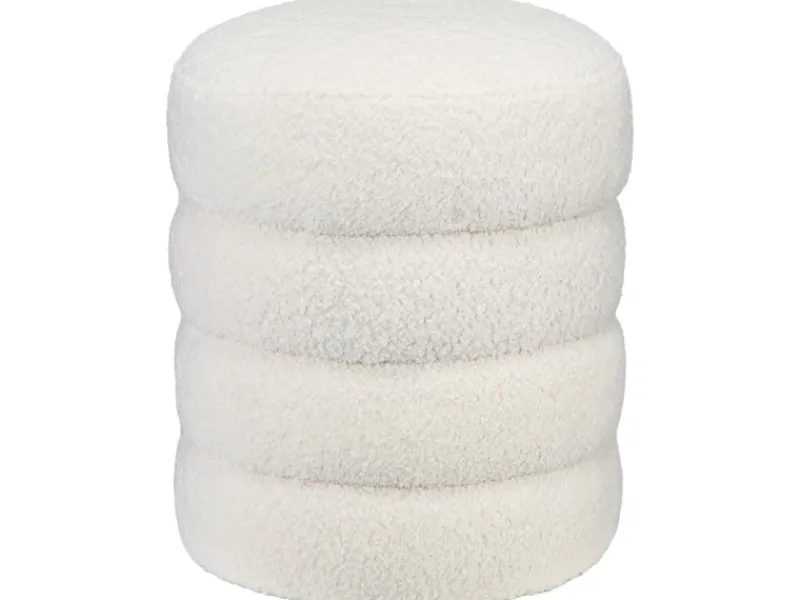 Sitzhocker Runder Fußstütze mit Sitzkissen Cremeweiß Ø40 x 45 cm*HOMCOM Outlet