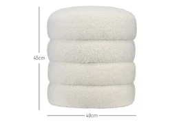 Sitzhocker Runder Fußstütze mit Sitzkissen Cremeweiß Ø40 x 45 cm*HOMCOM Outlet