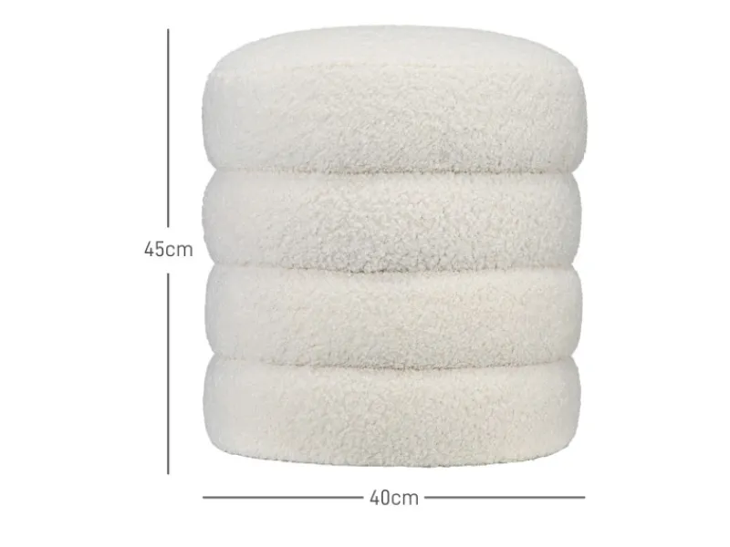 Sitzhocker Runder Fußstütze mit Sitzkissen Cremeweiß Ø40 x 45 cm*HOMCOM Outlet