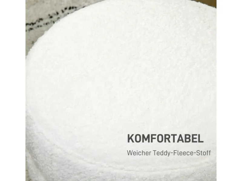 Sitzhocker Runder Fußstütze mit Sitzkissen Cremeweiß Ø40 x 45 cm*HOMCOM Outlet