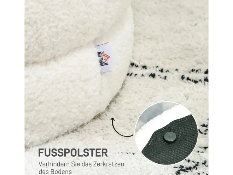 Sitzhocker Runder Fußstütze mit Sitzkissen Cremeweiß Ø40 x 45 cm*HOMCOM Outlet