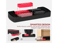 Steppbrett Höhenverstellbar Kunststoff Schwarz Rot 80L x 31B x 20H cm*HOMCOM Sale