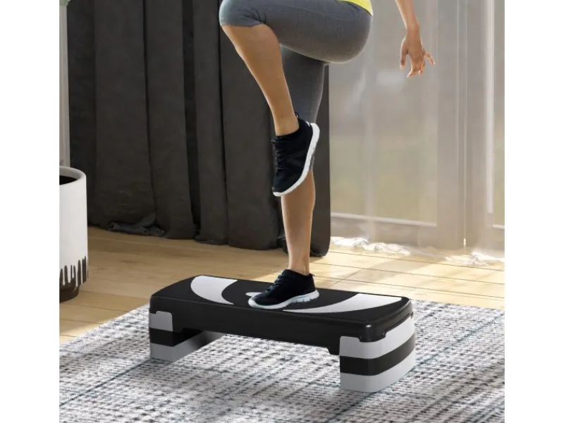 Steppbrett Kunststoff Schwarz+Grau 80L x 31B x 20H cm*HOMCOM Sale