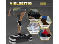 Steppbrett Kunststoff Schwarz+Grau 80L x 31B x 20H cm*HOMCOM Sale