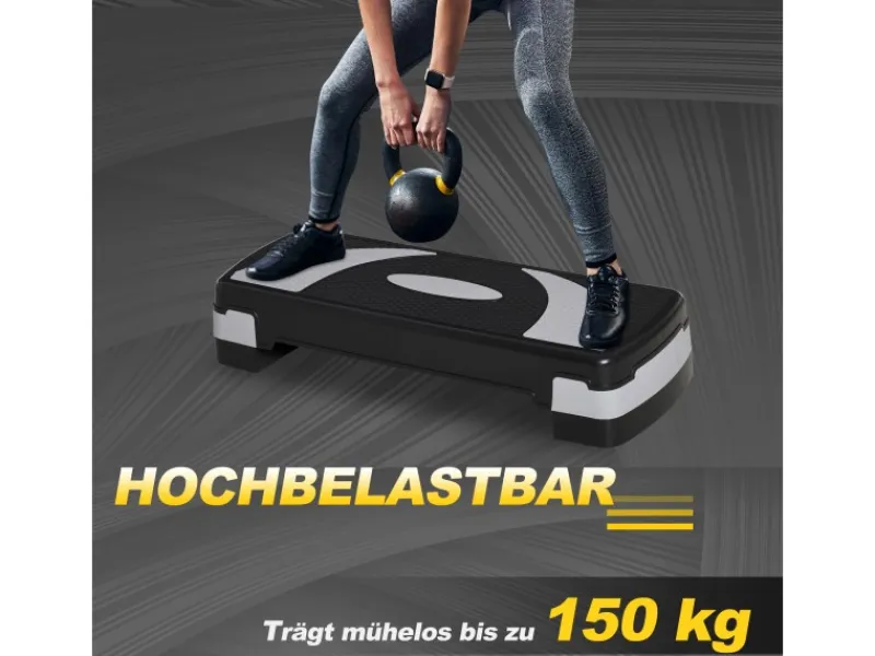 Steppbrett Kunststoff Schwarz+Grau 80L x 31B x 20H cm*HOMCOM Sale