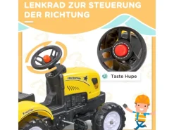 Kinder HOMCOM Outdoor-Spielzeug|Quads|Trettraktor mit Anhänger für Outdoor 133 x 42 x 51 cm