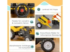 Kinder HOMCOM Kinder-Gartengeräte|Quads|Trettraktor mit Anhänger Schaufel