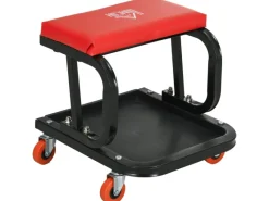 Werkstatthocker mit Ablage Gepolstert Sitzkissen Stahl Rot*HOMCOM Best