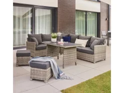 Gartenmöbel-Set Bahia 6-tlg. Polyrattan Grau inkl. Abdeckung*Home Deluxe Clearance