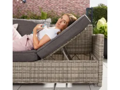 Gartenmöbel-Set Bahia 6-tlg. Polyrattan Grau inkl. Abdeckung*Home Deluxe Clearance