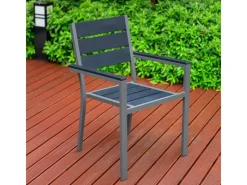 Gartenstuhl Madera Aluminium Hellgrau 8er-Set*Home Deluxe New