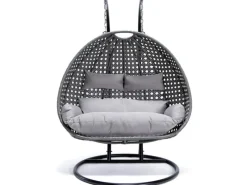 Home Deluxe Sitzkissen|Hängesessel Twin aus Polyrattan mit Regenabdeckung Grau