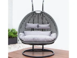 Home Deluxe Sitzkissen|Hängesessel Twin aus Polyrattan mit Regenabdeckung Grau