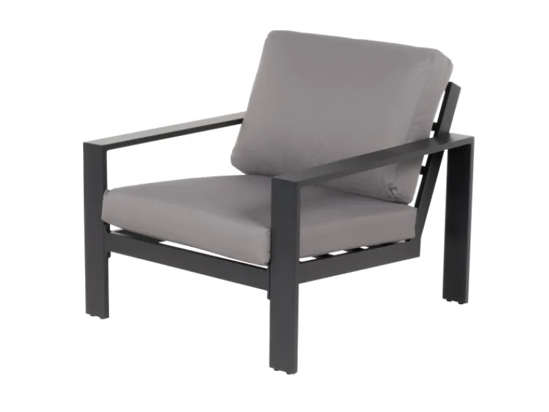 Home Deluxe Lounge-Gartenmöbel|Lounge-Set Rio XL 4-teilig Aluminium Schwarz-Hellgrau