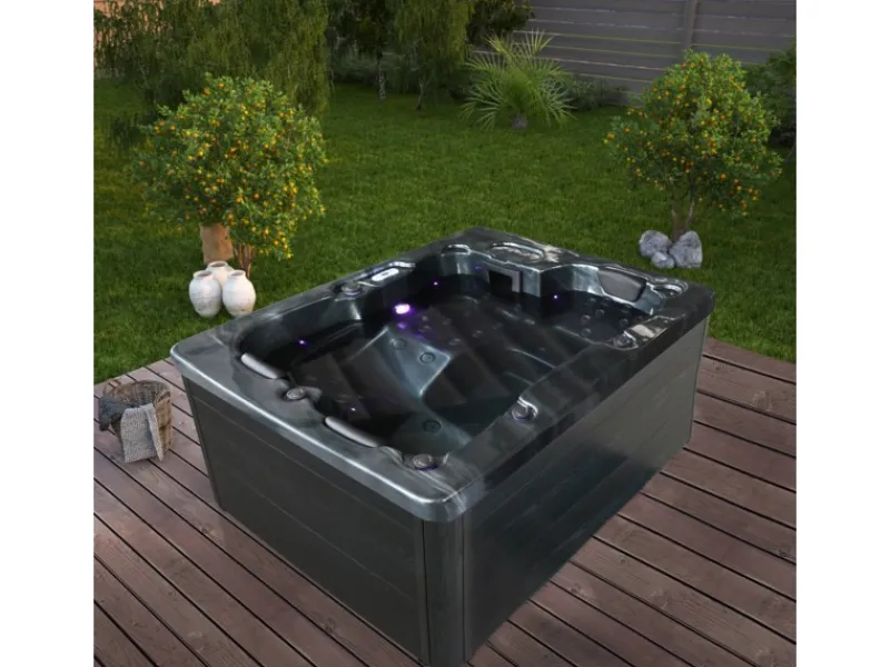 Home Deluxe Outdoor Whirlpools|Outdoor Whirlpool Black Marble Pure 210 x 160 x 85 cm Schwarz