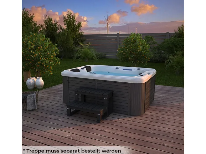 Home Deluxe Outdoor Whirlpools|Outdoor Whirlpool Beach Pure 210 x 155 x 83 cm Dunkelgrau-Weiß