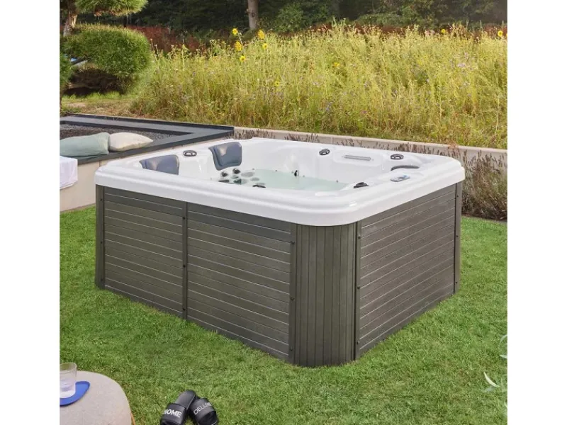 Home Deluxe Outdoor Whirlpools|Outdoor Whirlpool Beach Pure 210 x 155 x 83 cm Dunkelgrau-Weiß