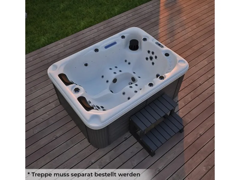 Home Deluxe Outdoor Whirlpools|Outdoor Whirlpool Beach Pure 210 x 155 x 83 cm Dunkelgrau-Weiß