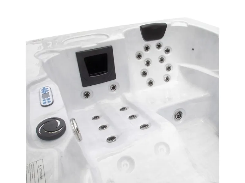 Home Deluxe Outdoor Whirlpools|Outdoor Whirlpool White Marble Plus Inkl. Treppe und Thermoabdeckung