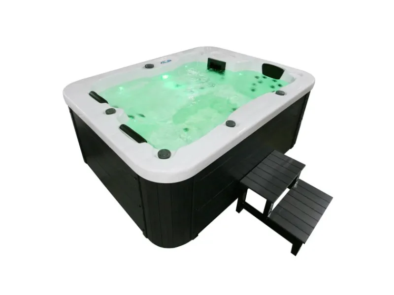 Home Deluxe Outdoor Whirlpools|Outdoor Whirlpool White Marble Plus Inkl. Treppe und Thermoabdeckung