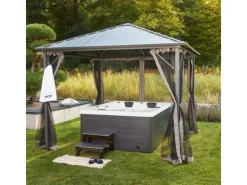 Home Deluxe Outdoor Whirlpools|Outdoor Whirlpool White Marble Plus Inkl. Treppe und Thermoabdeckung