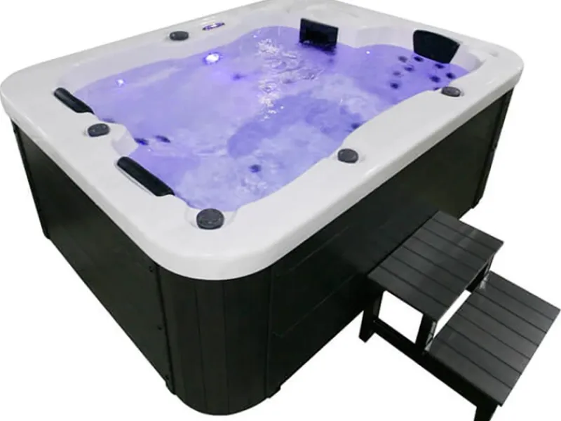 Home Deluxe Outdoor Whirlpools|Outdoor Whirlpool White Marble Plus Inkl. Treppe und Thermoabdeckung
