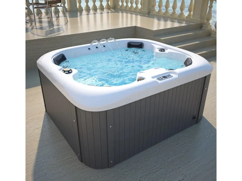 Home Deluxe Outdoor Whirlpools|Outdoor Whirlpool Sea Star Pure 180 x 160 x 79 cm Dunkelgrau-Weiß