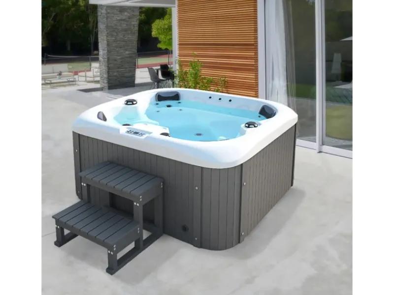 Home Deluxe Outdoor Whirlpools|Outdoor Whirlpool Sea Star Plus 180 x 160 x 79 cm Dunkelgrau-Weiß