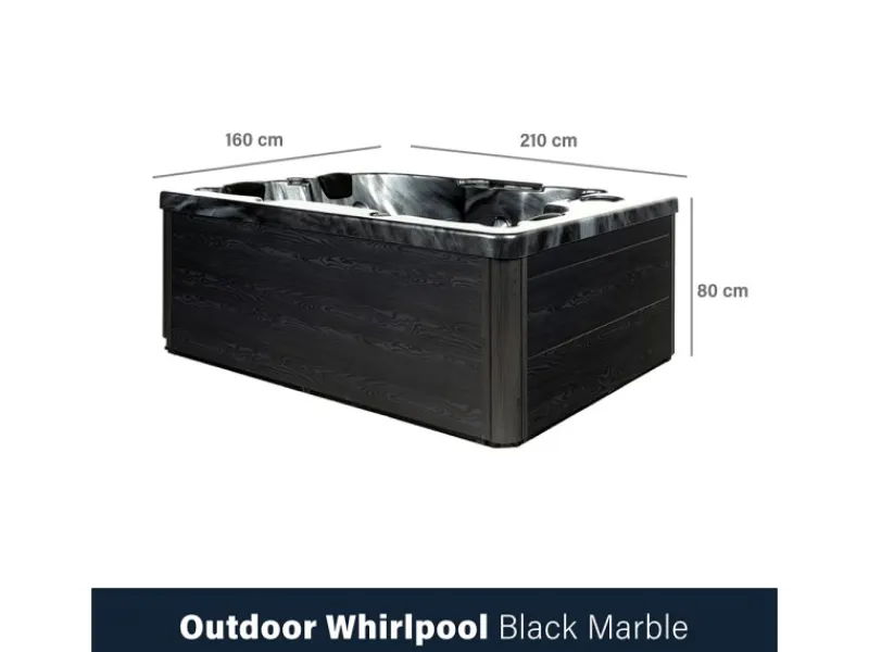 Home Deluxe Outdoor Whirlpools|Whirlpool Black Marble für 3 Personen 210 x 160 x 85 cm
