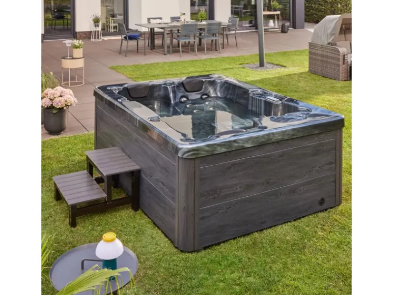 Home Deluxe Outdoor Whirlpools|Whirlpool Black Marble für 3 Personen 210 x 160 x 85 cm