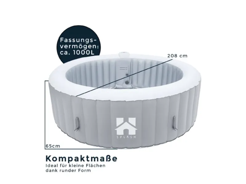 Home Deluxe Outdoor Whirlpools|Whirlpool Splash Ø 208 cm x 65 cm Rund Grau